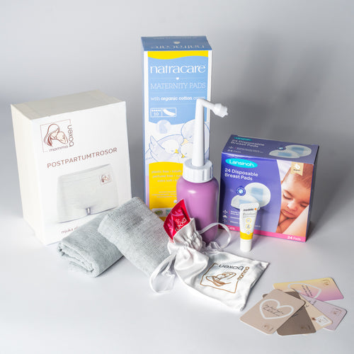 Mammaboxen Bas – presentbox för nybliven mamma med återhämtningsprodukter